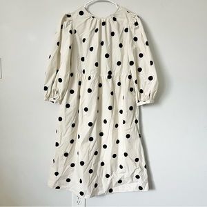 Who What Wear Beautiful Black and White Polka Dotted MIDI Dress Puffed Sleeves S